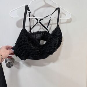 Aerie Black Ruffled Bandeau